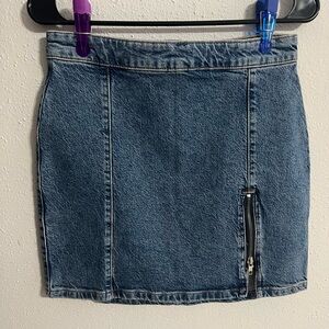 We The Free Blue Denim Mini Skirt with Zipper NWOT